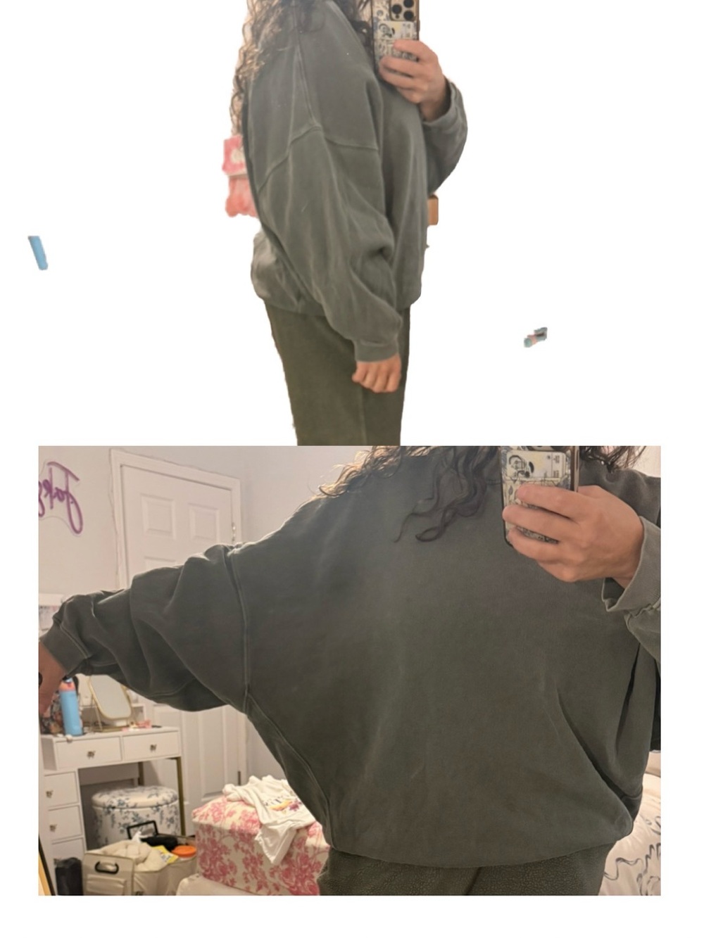 Joah Brown Crewneck Sweatshirt Sage Green French Terry - Picture 13 of 13
